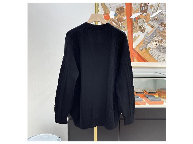 Hermès Wollstrickjacke mit Knöpfen für Damen schwarz - Ansicht 5