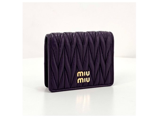 Miu Miu Matelassé-Ledergeldbörse Lila - Ansicht 5