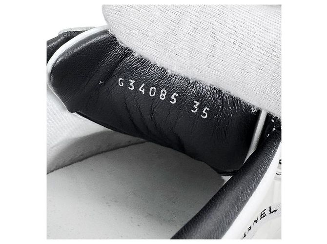 Chanel CC Logo Tennis Leder Schnürsneaker Weiß - Ansicht 14