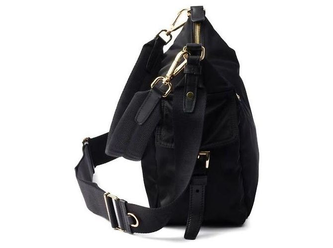 Prada Esplora la borsa grande in nylon e pelle Nero - vista 7