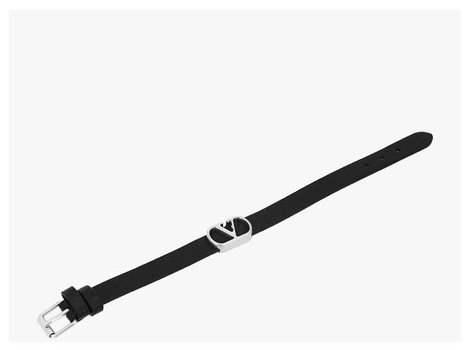 Valentino Bracciale in pelle con logo Nero - vista 6