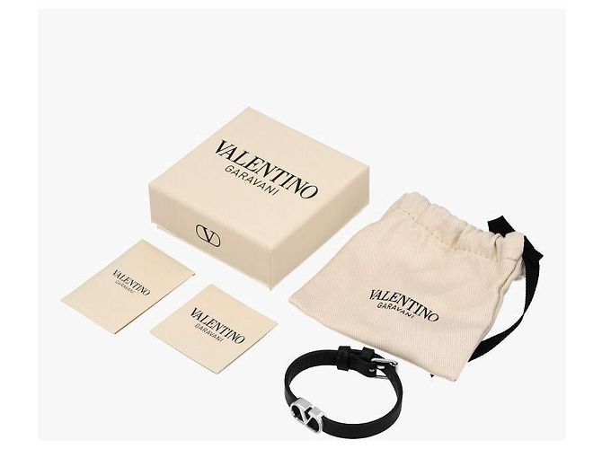 Valentino Bracciale in pelle con logo Nero - vista 7