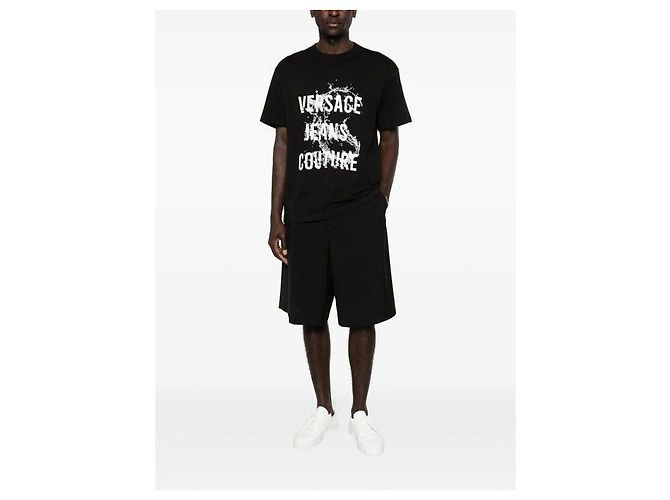 Versace Camiseta de jersey de algodão estampada Preto - vista 8