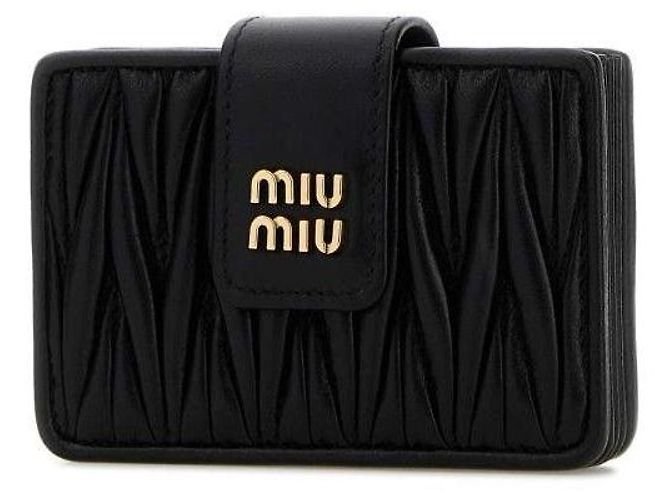 Miu Miu Tarjetero de piel Nappa Negro - vista 5