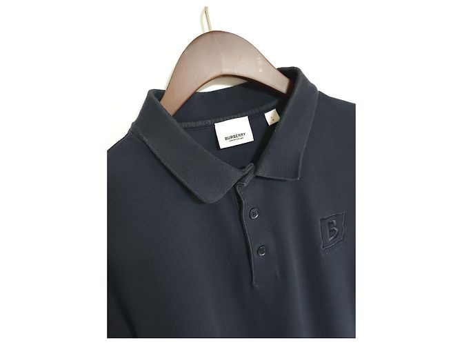 Burberry Polo a maniche corte con logo ricamato blu navy - vista 2