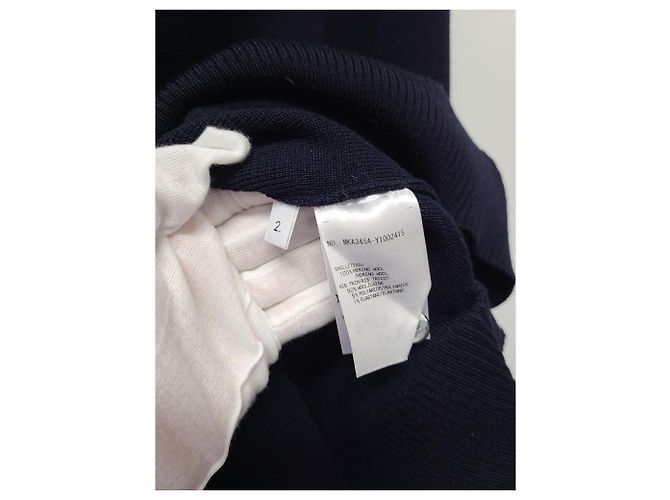 Thom Browne Rundgestrickter Navy-Pullover mit Intarsia-Streifen auf dem Rücken Blau - Ansicht 5