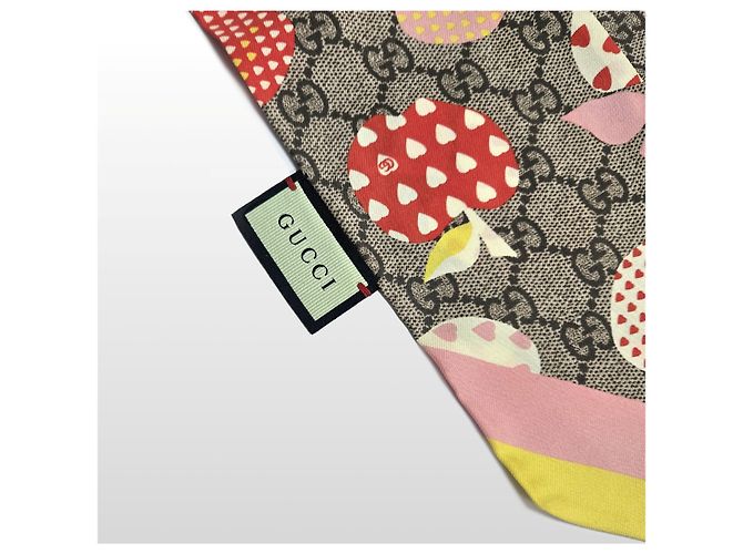 Gucci Sciarpa in seta con fiocco Pink GG Les Pommes Apple Rosa - vista 10