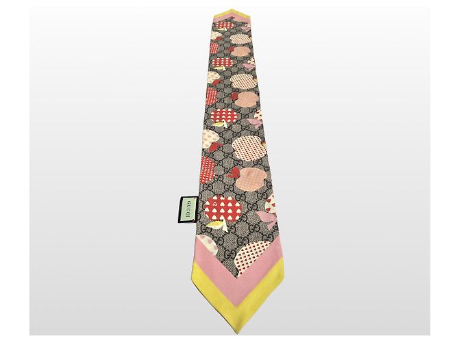 Gucci Sciarpa in seta con fiocco Pink GG Les Pommes Apple Rosa - vista 8