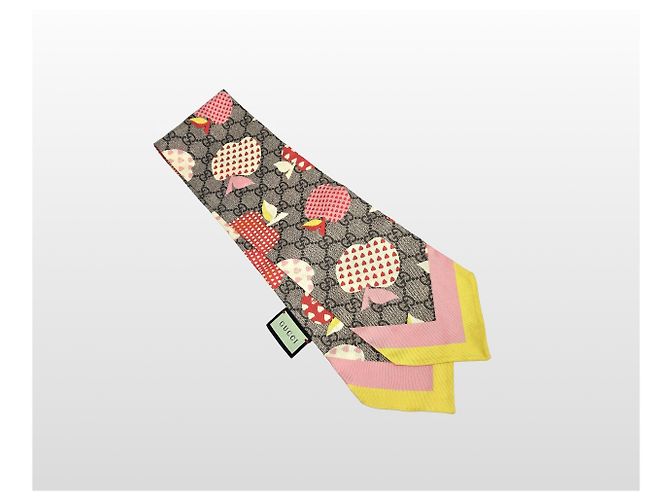 Gucci Sciarpa in seta con fiocco Pink GG Les Pommes Apple Rosa - vista 9