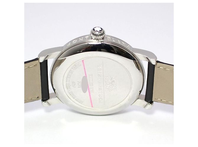 Montblanc Relógio Meisterstück Star Date Quartz com pulseira de couro Preto - vista 7