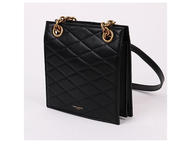 Saint Laurent Borsa a Spalla LE MAILL Black Quilted Chain Nero - vista 3