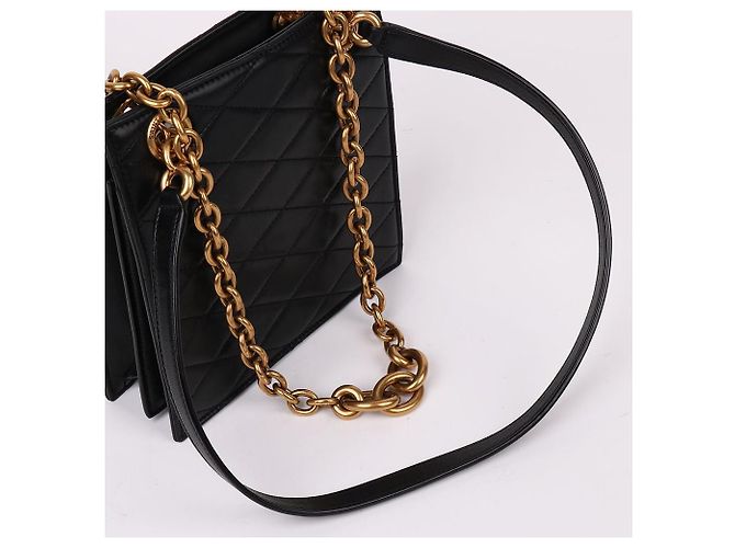 Saint Laurent Borsa a Spalla LE MAILL Black Quilted Chain Nero - vista 6