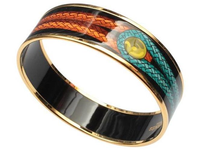 Hermès Two-Tone Woven Pattern Gold Plated Bangle Multiple colors - view 2