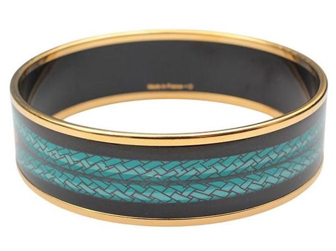 Hermès Two-Tone Woven Pattern Gold Plated Bangle Multiple colors - view 3