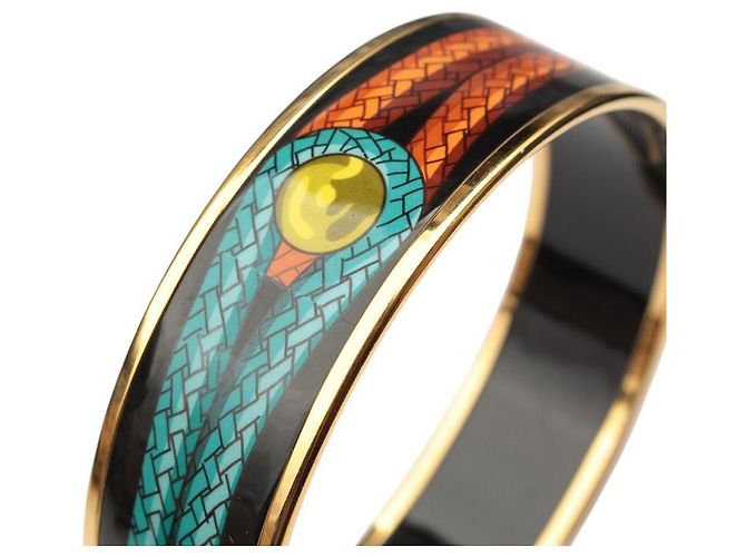 Hermès Two-Tone Woven Pattern Gold Plated Bangle Multiple colors - view 4