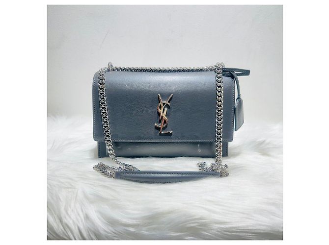 Saint Laurent Borsa a tracolla e crossbody Sunset Medium Silver Chain Marrone - vista 2