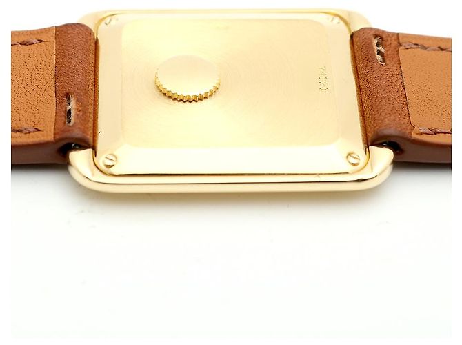 Piaget Vintage Unisex Lederuhr Gold Rechteckig Groß Alt Golden - Ansicht 12