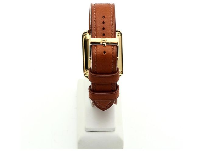 Piaget Vintage Unisex Lederuhr Gold Rechteckig Groß Alt Golden - Ansicht 6