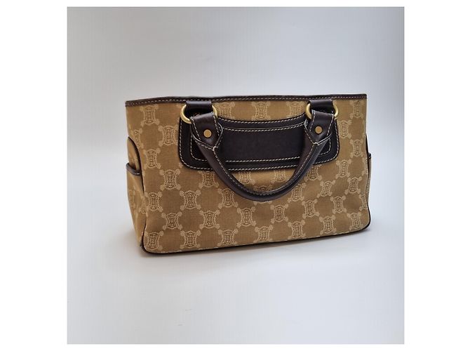 Céline Borsa Tote Triomphe Canvas Brown Blu - vista 11