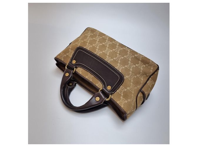 Céline Borsa Tote Triomphe Canvas Brown Blu - vista 12
