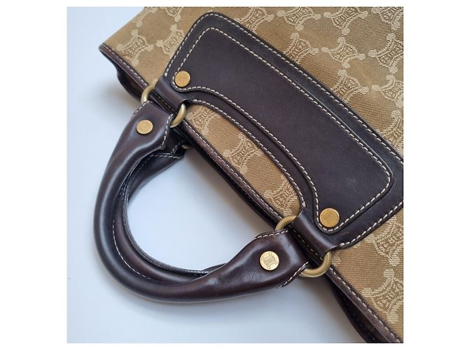 Céline Borsa Tote Triomphe Canvas Brown Blu - vista 15