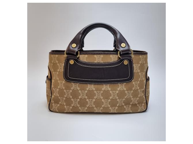 Céline Borsa Tote Triomphe Canvas Brown Blu - vista 2