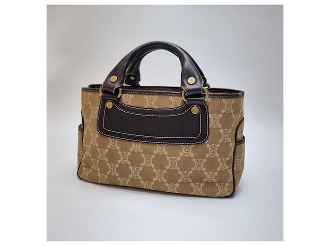 Céline Borsa Tote Triomphe Canvas Brown Blu - vista 3