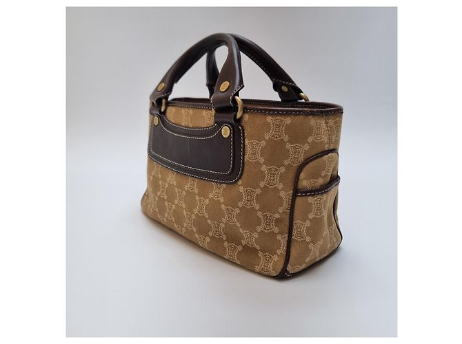 Céline Borsa Tote Triomphe Canvas Brown Blu - vista 6