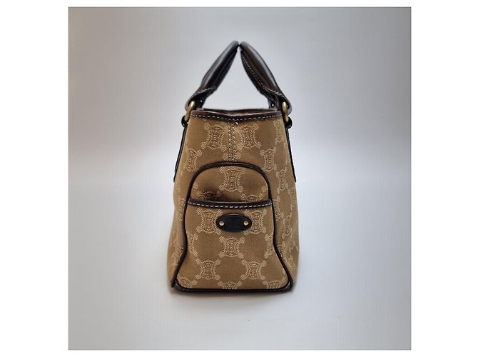 Céline Borsa Tote Triomphe Canvas Brown Blu - vista 7