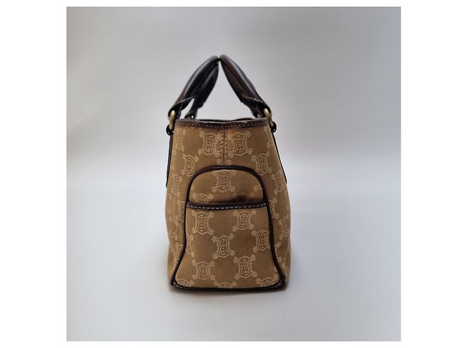 Céline Borsa Tote Triomphe Canvas Brown Blu - vista 8