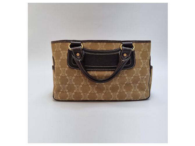 Céline Borsa Tote Triomphe Canvas Brown Blu - vista 9