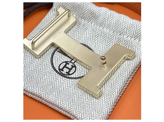 Hermès Reversible Belt Black/Orange with Gold Hardware - view 4