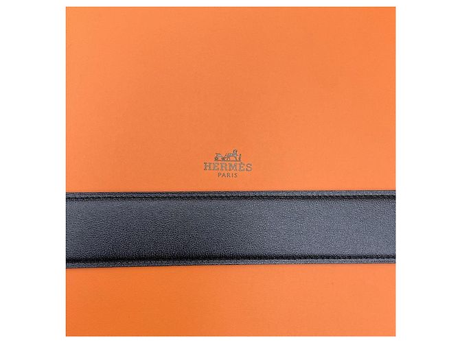 Hermès Reversible Belt Black/Orange with Gold Hardware - view 6