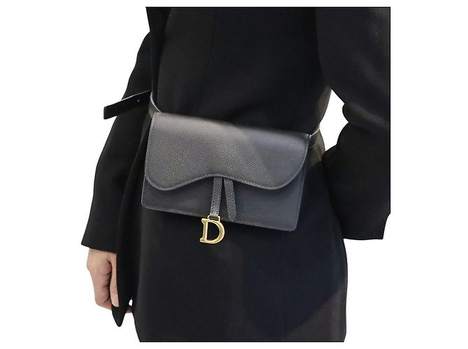 Dior Borsa a tracolla saddle in pelle nera Nero - vista 9