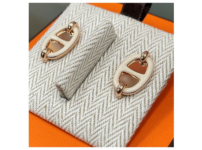 Hermès Orecchino Sandal Mini Mayon Cream Rose Gold Rosa - vista 3