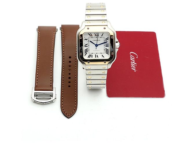 Cartier Relógio Santos Medium Masculino com Pulseira Extra e Caixa de Garantia Multicor - vista 4