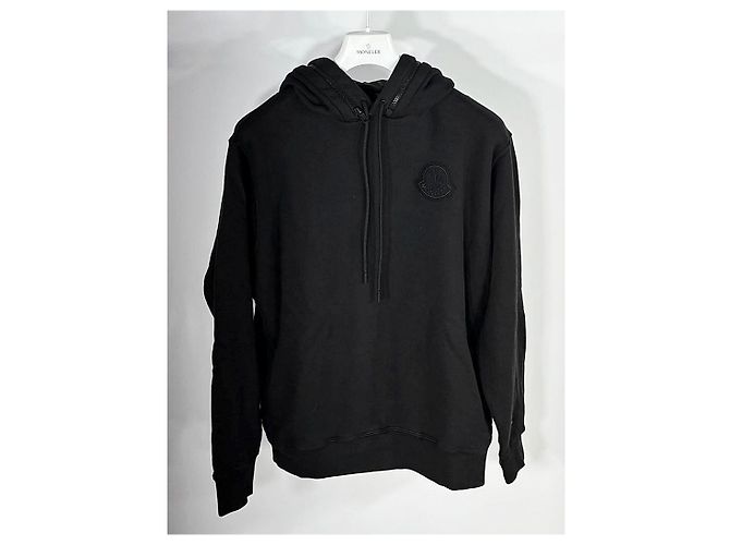 Moncler Sudadera con capucha Genius Collection para hombre con bolsillo y logotipo bordado grande Negro - vista 3