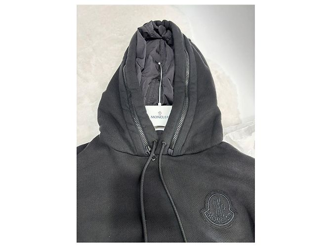 Moncler Sudadera con capucha Genius Collection para hombre con bolsillo y logotipo bordado grande Negro - vista 6
