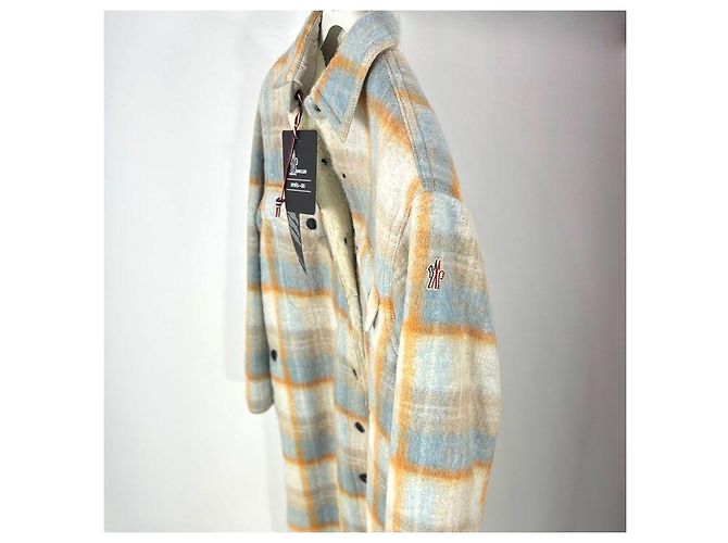 Moncler Casaco de lã xadrez de comprimento médio para mulher VANAY Authentic Multicor - vista 4