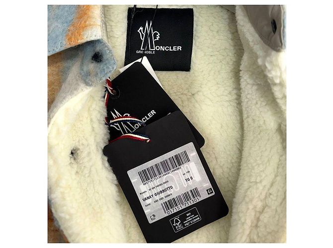 Moncler Casaco de lã xadrez de comprimento médio para mulher VANAY Authentic Multicor - vista 6