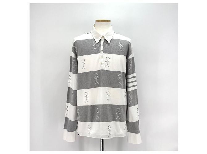 Thom Browne Langarm-Poloshirt mit diagonalen Streifen Braun - Ansicht 2