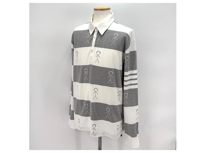 Thom Browne Langarm-Poloshirt mit diagonalen Streifen Braun - Ansicht 3