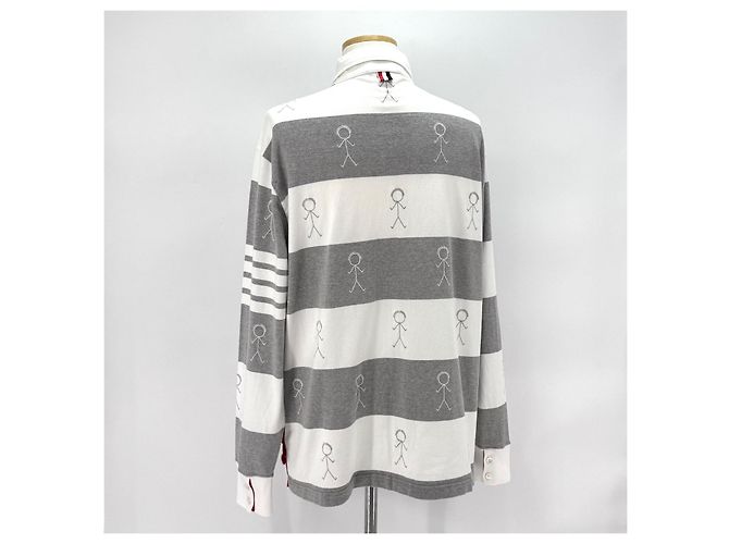 Thom Browne Langarm-Poloshirt mit diagonalen Streifen Braun - Ansicht 4