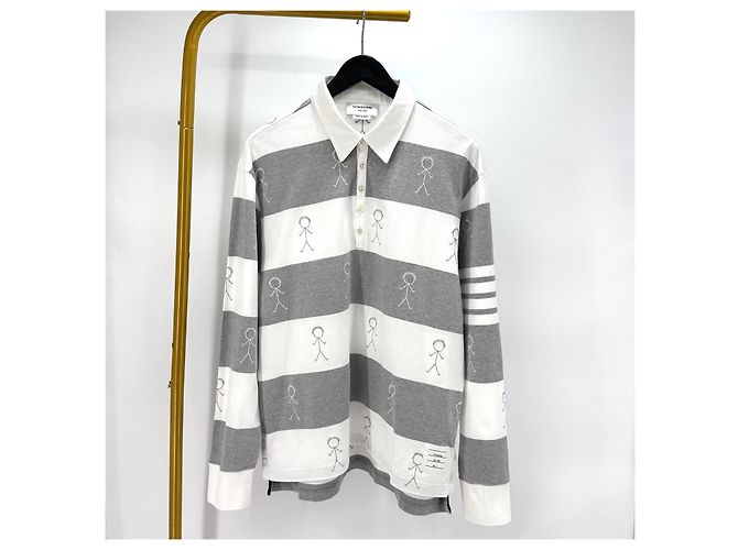 Thom Browne Langarm-Poloshirt mit diagonalen Streifen Braun - Ansicht 5