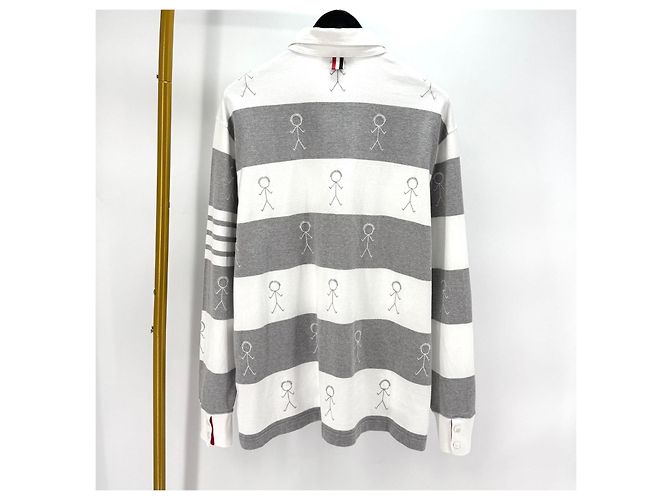 Thom Browne Langarm-Poloshirt mit diagonalen Streifen Braun - Ansicht 6