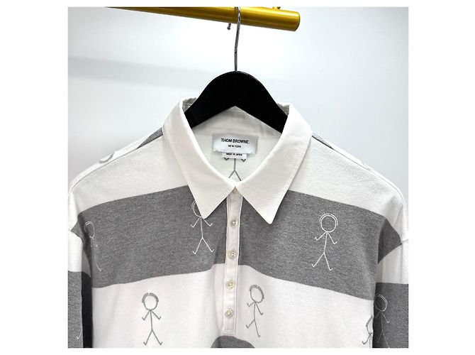Thom Browne Langarm-Poloshirt mit diagonalen Streifen Braun - Ansicht 7