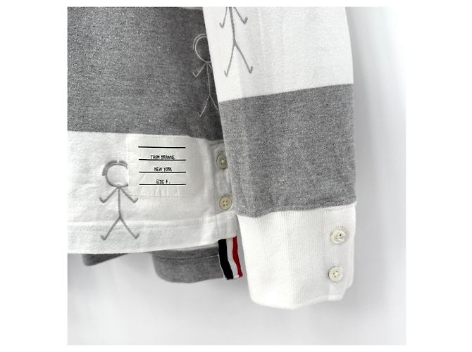 Thom Browne Langarm-Poloshirt mit diagonalen Streifen Braun - Ansicht 8