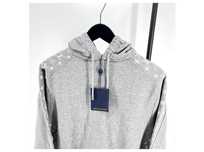 Louis Vuitton Kapuzenpullover mit Langarm und kreisförmigem Monogramm Grau Braun - Ansicht 3