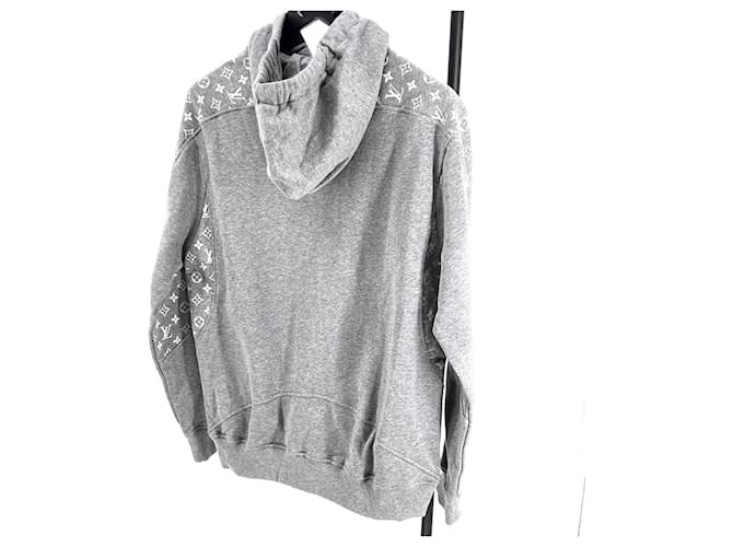 Louis Vuitton Kapuzenpullover mit Langarm und kreisförmigem Monogramm Grau Braun - Ansicht 4