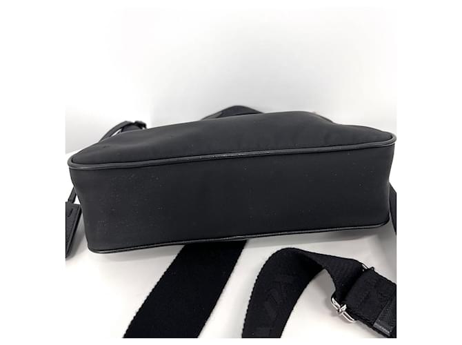 Prada Borsa Hobo e a Tracolla in Nylon Multi Tesuto Black Nero - vista 8